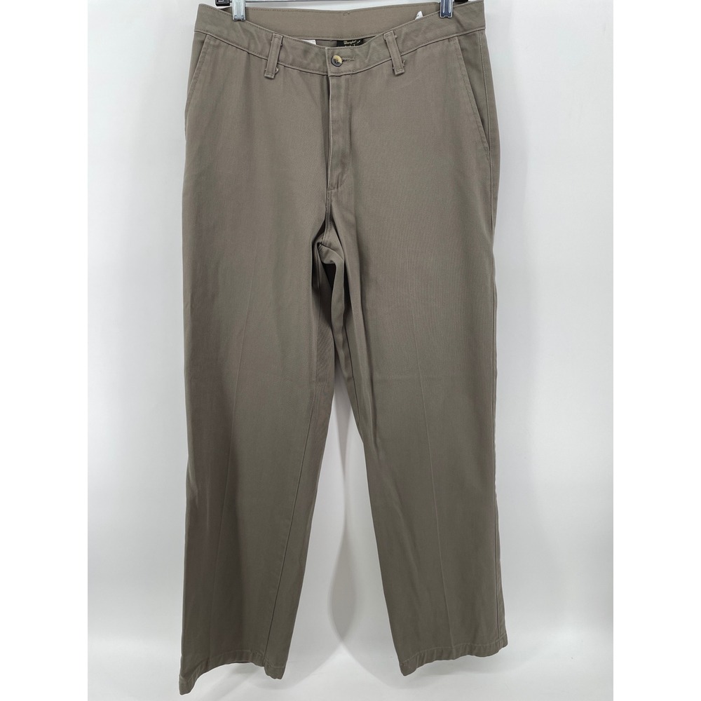 Wrangler Riata Chino‎ Pants Mens 33x32 Light Brown Flat Front Cotton Ranchwear